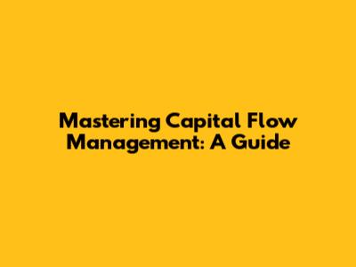 Mastering Capital Flow Management: A Guide