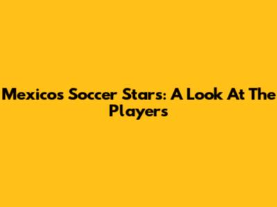 Mexico's Soccer Stars: A Look At The Players