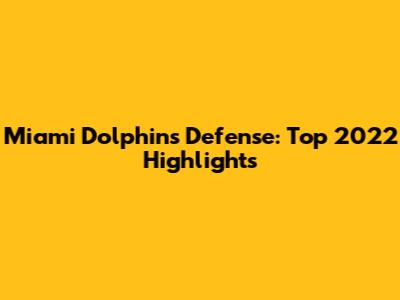 Miami Dolphins Defense: Top 2022 Highlights