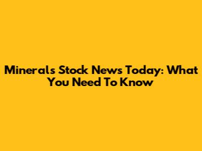 Minerals Stock News Today: What You Need To Know