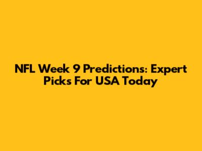 NFL Week 9 Predictions: Expert Picks For USA Today