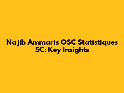 Najib Ammari's OSC Statistiques SC: Key Insights