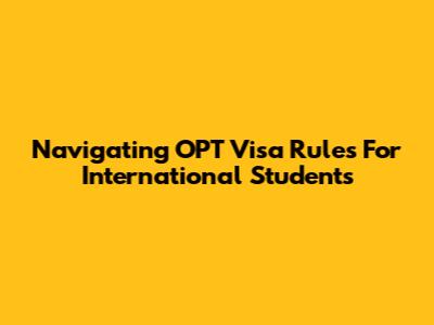 Navigating OPT Visa Rules For International Students