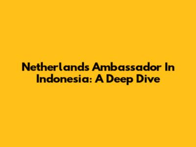 Netherlands Ambassador In Indonesia: A Deep Dive