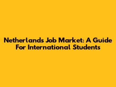 Netherlands Job Market: A Guide For International Students