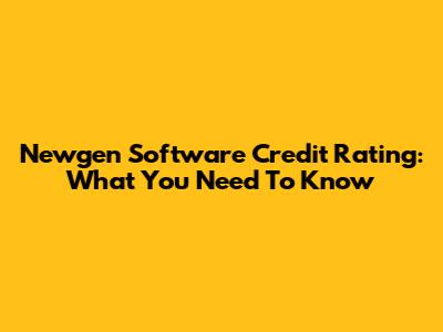 Newgen Software Credit Rating: What You Need To Know