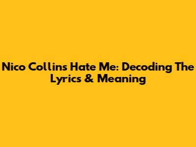 Nico Collins Hate Me: Decoding The Lyrics & Meaning