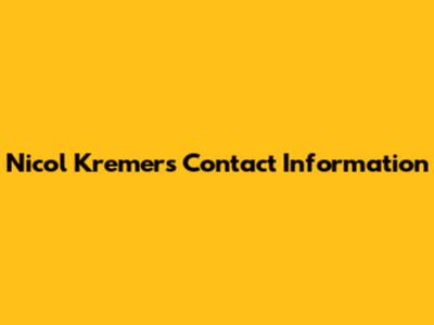 Nicol Kremers Contact Information