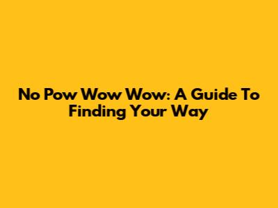 No Pow Wow Wow: A Guide To Finding Your Way