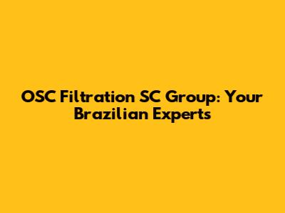 OSC Filtration SC Group: Your Brazilian Experts