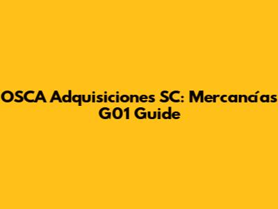 OSCA Adquisiciones SC: Mercancías G01 Guide
