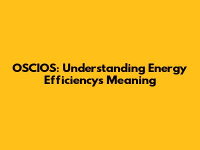 OSCIOS: Understanding Energy Efficiency's Meaning