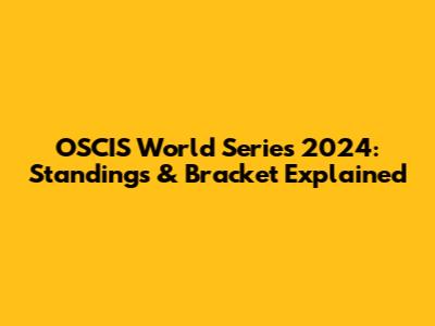 OSCIS World Series 2024: Standings & Bracket Explained