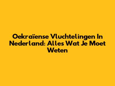 Oekraïense Vluchtelingen In Nederland: Alles Wat Je Moet Weten