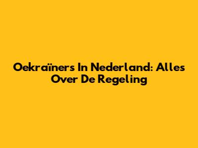 Oekraïners In Nederland: Alles Over De Regeling