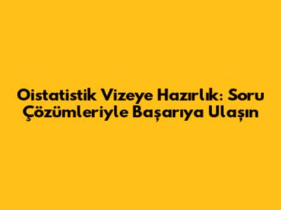 Oistatistik Vizeye Hazırlık: Soru Çözümleriyle Başarıya Ulaşın