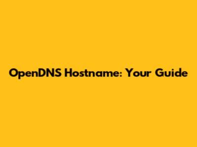 OpenDNS Hostname: Your Guide
