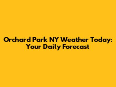 Orchard Park NY Weather Today: Your Daily Forecast
