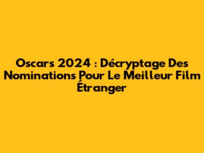 Oscars 2024 : Décryptage Des Nominations Pour Le Meilleur Film Étranger
