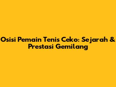 Osisi Pemain Tenis Ceko: Sejarah & Prestasi Gemilang
