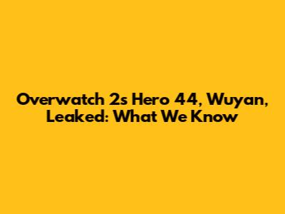 Overwatch 2's Hero 44, Wuyan, Leaked: What We Know