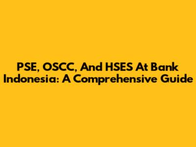 PSE, OSCC, And HSES At Bank Indonesia: A Comprehensive Guide