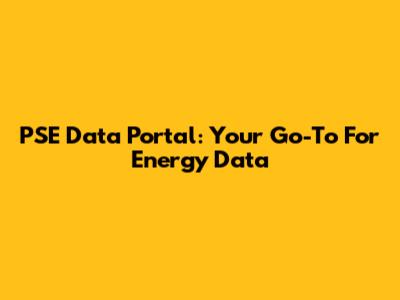 PSE Data Portal: Your Go-To For Energy Data