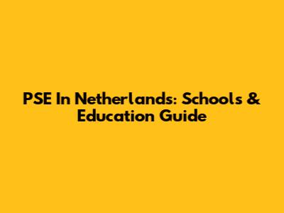 PSE In Netherlands: Schools & Education Guide