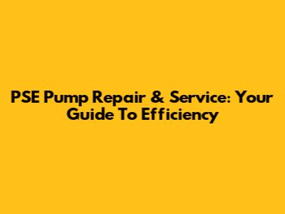 PSE Pump Repair & Service: Your Guide To Efficiency