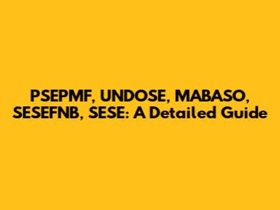 PSEPMF, UNDOSE, MABASO, SESEFNB, SESE: A Detailed Guide