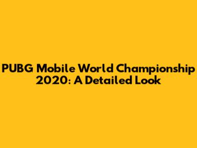 PUBG Mobile World Championship 2020: A Detailed Look