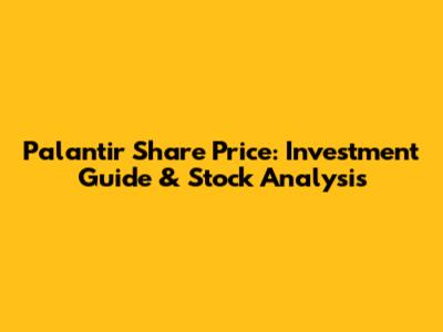 Palantir Share Price: Investment Guide & Stock Analysis