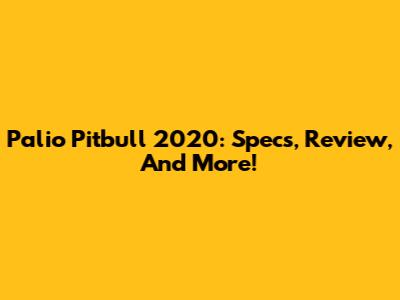 Palio Pitbull 2020: Specs, Review, And More!