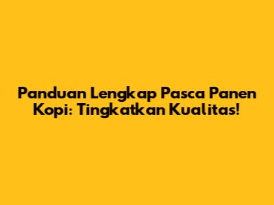 Panduan Lengkap Pasca Panen Kopi: Tingkatkan Kualitas!