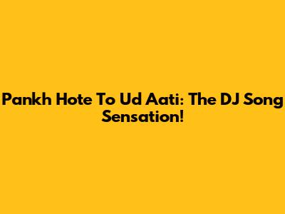 Pankh Hote To Ud Aati: The DJ Song Sensation!