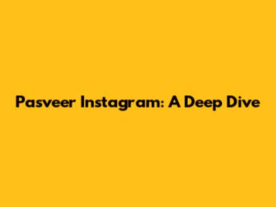 Pasveer Instagram: A Deep Dive