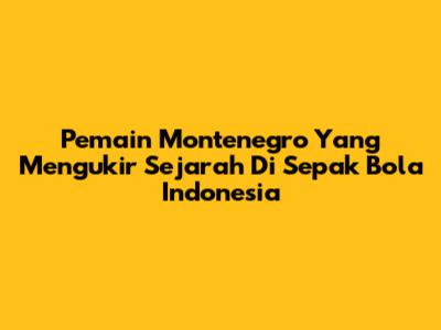 Pemain Montenegro Yang Mengukir Sejarah Di Sepak Bola Indonesia