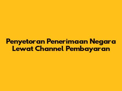 Penyetoran Penerimaan Negara Lewat Channel Pembayaran