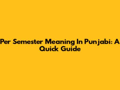Per Semester Meaning In Punjabi: A Quick Guide