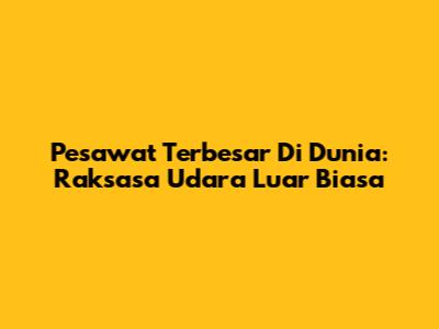 Pesawat Terbesar Di Dunia: Raksasa Udara Luar Biasa