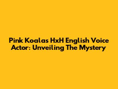 Pink Koala's HxH English Voice Actor: Unveiling The Mystery
