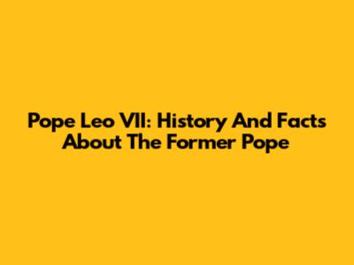 Pope Leo VII: History And Facts About The Former Pope