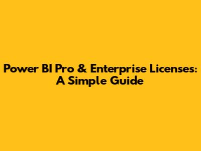 Power BI Pro & Enterprise Licenses: A Simple Guide