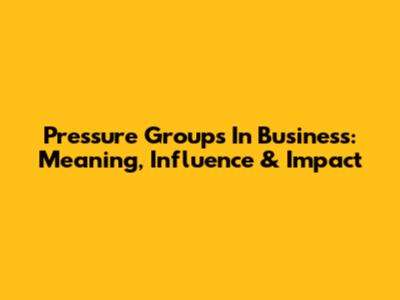 Pressure Groups In Business: Meaning, Influence & Impact