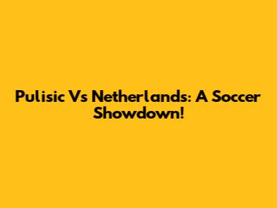 Pulisic Vs Netherlands: A Soccer Showdown!