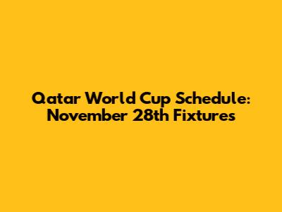 Qatar World Cup Schedule: November 28th Fixtures