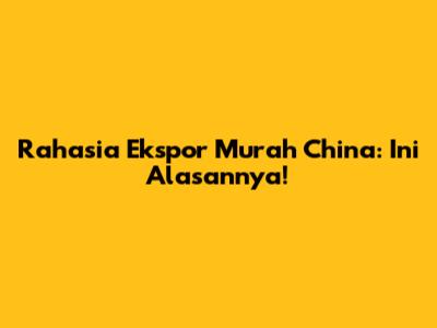 Rahasia Ekspor Murah China: Ini Alasannya!