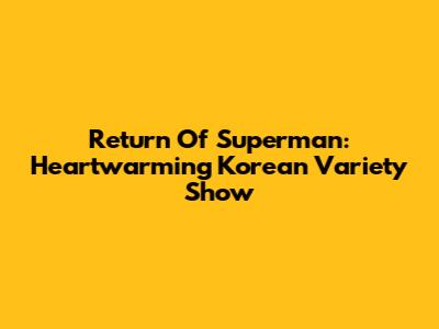 Return Of Superman: Heartwarming Korean Variety Show