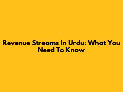 Revenue Streams In Urdu: What You Need To Know