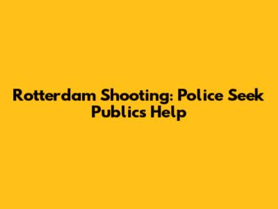 Rotterdam Shooting: Police Seek Public's Help